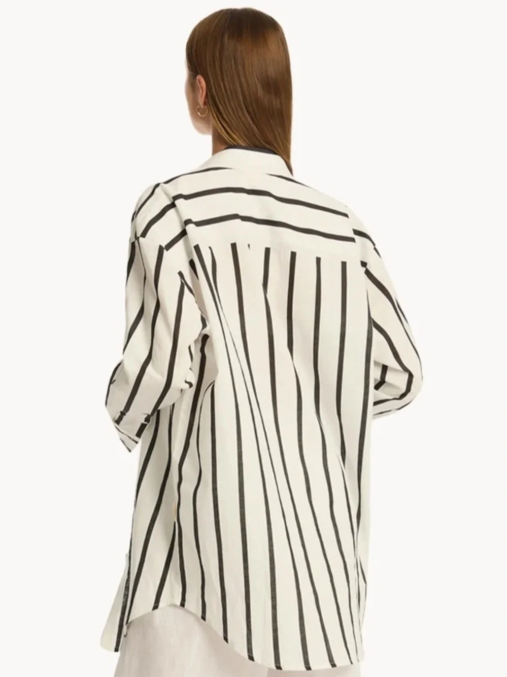 Sea Level Black White Striped Button Down Swim Cover size small